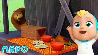 OH NO! Bear at the Cabin! Help! | ARPO the Robot | Funny Cartoons For Kids