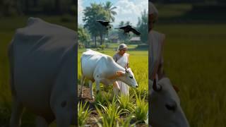 Grandmother and Cow doing farming  #ai #cow #grandmother