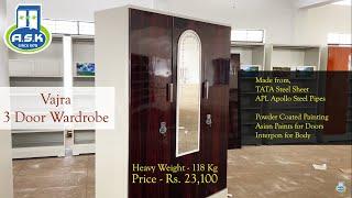 Steel Wardrobe Cupboard 3 Door - Vajra from A.S.K 3 Star Steels Coimbatore India.