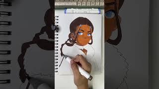 ASMR Drawing Katara from Avatar using Ohuhu marker pads #ohuhumarkers #asmrart