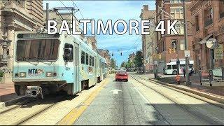 Driving Downtown - Baltimore 4K - USA