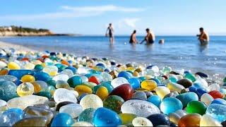 A lonely island in the middle of the Pacific Ocean, people use a crystal ball