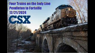 Four Trains on the CSX Indy Line -- Pendleton, Ingalls, and Fortville -- 12/21/2024