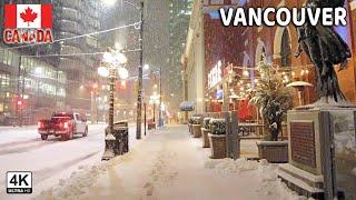  【4K】️️️ EXTREME SNOWSTORM in Downtown Vancouver BC, Canada 2024.