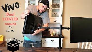 VIVO Dual LCD LED Monitor Desk Mount unbox and setup!!!