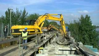 Budapest - JCB JS210 excavator on the Margaret Island bridge.