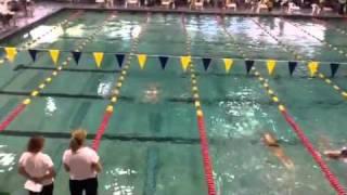 Tyler swims the 10 & under (at age 8) Medley Relay = 2nd pl