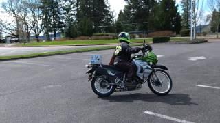 Jayne trains tight turns on her KLR650