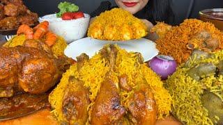 ASMR EATING CHICKEN BIRYANI,MUTTON BIRYANI,KALEJI BIRYANI,EGG BIRYANI, WHOLE CHICKEN CURRY,RAITA