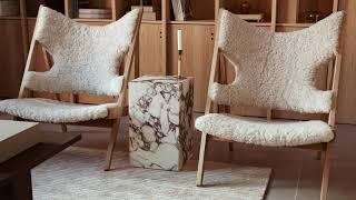 See the iconic Sheepskin Knitting Chair | Designed by Ib Kofod-Larsen in 1951