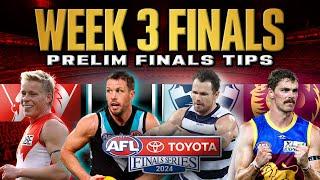 Week 3 AFL Preliminary Finals Tips + Predictions 2024