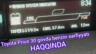 Toyota Prius 30 gövdənin Benzin Sərfiyyatı barədə məlumat