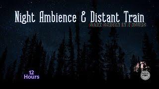 Relaxing Night Ambience with Distant Train ⨀ Calming White Noise for Peaceful Sleep