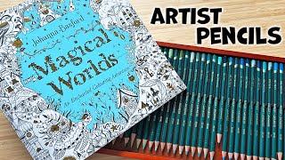 Coloring Magical Worlds Coloring Book by Johanna Basford with Colored Pencils