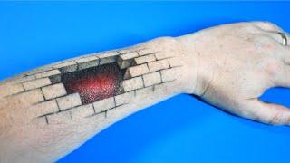 How to Draw a 3D Brick Hole on Arm | Trick Art Optical Illusion Drawing