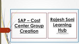Cost Centre Group Creation
