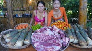 Cook and eat pork with vegetable recipe - Amazing video