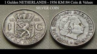 1 Gulden (SILVER Coin)  NETHERLANDS - 1956 KM184 Coin & Values