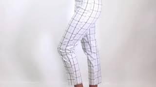 Marc Defang 4 way stretch White Checkered Board waist band Pants