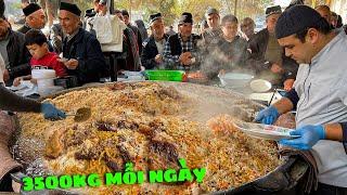 Shocking! About 3500kg of Pilaf Every Day | Central Asia's Largest Street Pilaf in Uzbek 