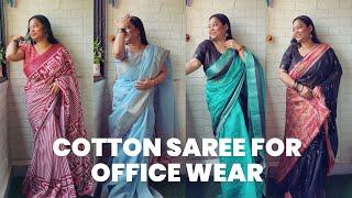 MYNTRA COTTON SAREE HAUL  OFFICE WEAR SAREE LATEST COLLECTION MYNTRA SAREE HAUL TRY ON HAUL