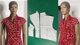 HOW TO DRAFT, CUT, AND SEW A BUILT-UP NECKLINE WITH A "V"-CUT OPENING AT THE CENTRE FRONT - 2