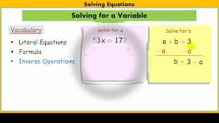 Solving for a Variable in Literal Equations