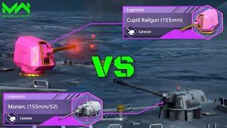 Buffed Monarch (155mm/52) VS Cupid Railgun (155mm) | Legendary Cannon Comparison | Modern Warships