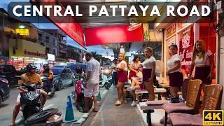 [4K] Walk along Central Pattaya road and Beach road, Pattaya, Thailand 2024