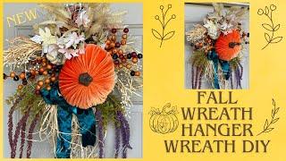 Easy Fall Wreath Tutorial using a Dollar Tree Wreath Hanger - Pumpkin Door Swag DIY Woodland Ruffle