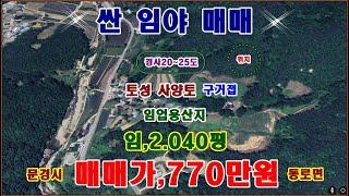 물번,713번) 싼 임야,2.040평 몽땅,770만원 에 매매합니다, 구거접하고 경사도20~25도 산양삼재배 적합합니다 차량진입불가 매입가,1.100만원 보다 많이 싸게 매매합니다