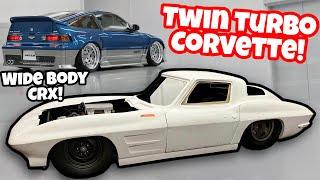 V8 HONDA CRX WIDE BODY KIT IS IN!! FINISHING THE 1963 CORVETTE TWIN TURBO ROD BUDGET BUILD!