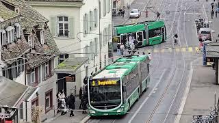 Tram und Busverkehr Blick vom Kohlenberg zum Steinenberg/Beobachtungen vom Mittag