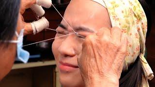 $2 Facial hair removal on Chinese streets | Threading 