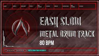 Easy Slow Metal Drum Track 80 BPM (HQ,HD)