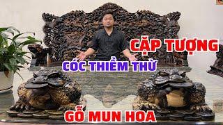 Cặp tượng Thiềm Thừ gỗ Mun hoa | Tượng gỗ Vương Thao #shorts