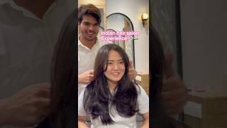 Korean tried Indian hair salon for the first time ️ #shorts