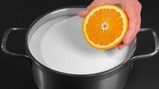 Einfach Orange in die kochende Milch geben! Hausgemachtes Käserezept in 5 Minuten