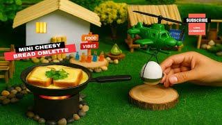 Mini Cheesy Egg Bread Omelette  | Tiny Street Food Recipe | Miniature Cooking | ASMR | Tiny Food