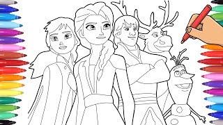 DISNEY FROZEN 2 COLORING PAGES - DRAWING ELSA ANNA AND OLAF - FROZEN 2