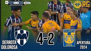 HUMILLANTE Monterrey vs Tigres 4-2 RESUMEN COMPLETO | Apertura 2024 Jornada 12 Liga Mx Clásico Regio