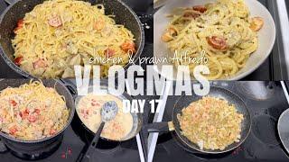 VLOGMAS DAY 17 | COOKING WITH KYA | CHICKEN & PRAWN ALFREDO