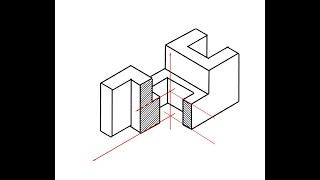 Построение разреза  (выреза)в изометрии
