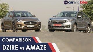 New Honda Amaze VS Maruti Suzuki Dzire Comparison Review | NDTV carandbike