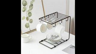 HOMECUBE Multifunction Metal Coffee Mug Cup Holder Rack Stand for Kitchen Counter Table with 6 Hooks