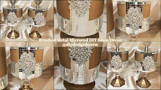 The DIY Glam Brushed Metal Mirrored Glam Apothecary Set | 2023 Glam Home Décor Ideas