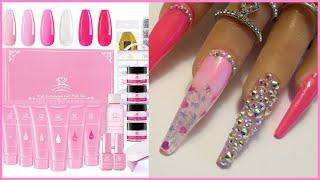 How To Do Nail art, Acrylic nails Barbie PINK Polygel Nails Using Makartt's New all pink Polygel Kit