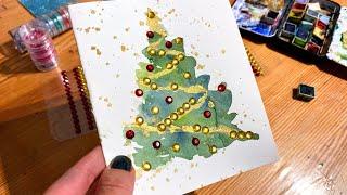 EASY Watercolor Christmas Card for Beginners!  DIY!!