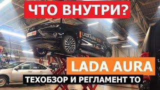 Как устроена LADA Aura тех обзор на подъёмнике: антикор, регламент ТО, ресурс обзор Автопанорама