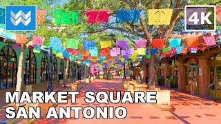 [4K] Historic Market Square in San Antonio, Texas USA - Walking Tour & Travel Guide  Binaural Sound